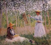 Suzanne Reading and Blanche Painting by the Marsh at Giverny